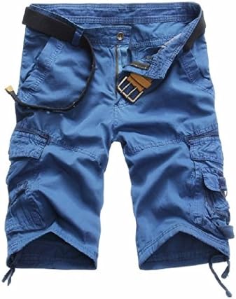 CalskyMens Casual Slim Fit Cotton Solid Multi-Pocket Cargo Camouflage Shorts