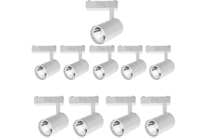 JANDEI - Pack x10 Spots Plafond LED Rail 40W, Lumière Froide 6000K, 2700 Lumens, 220V 50-60Hz Monophasé, Aluminium pour Dressing, Vitrine, Magasin, Bureau. (Blanc)