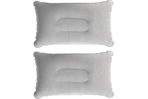 KSYWYDU 2 Pièces Coussins Gonflable de Camping, Oreiller de Voyage Imperméables, Portable pour Ultraléger Coussin Plage, Randonnée, Pêche, Longs Trajets, Bureau, Avion, Tissu Doux et Confortable, Gris