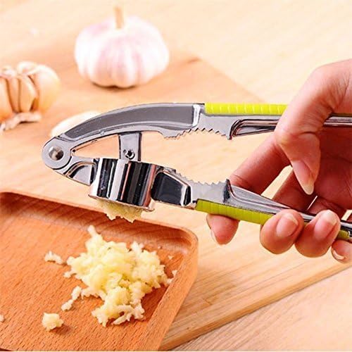 Premium Garlic Press & Silicone Peeler Set with Cleaning Brush and Bonus Nut Cracker - Crush Cracker Garlic and Ginger Easily