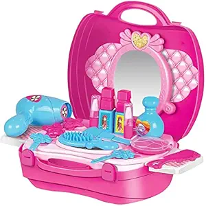 Toyhills Makeup kit for Girls Toy Set prented Play Beauty Baby Doll Makeup Set with Mirror & Hair Styling Cosmetics Accessories Toys for Girls Best Gift for Birthday Festival (Makeup Set)