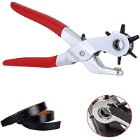 Leather Hole Punch, [Upgraded Version][Perfect Full Set] Diyife Belt Puncher, Heavy Duty Revolving Plier Tool With 2 Extra Plates And Ruler, Multi