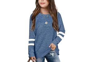 Haloumoning Girls Shirts Casual Long Sleeve Crewneck Loose Striped Sweatshirts Pullover Tops