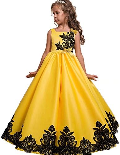 SZHS Girl Sleeveless Lace Flower Party Tutu Princess Tulle Dress