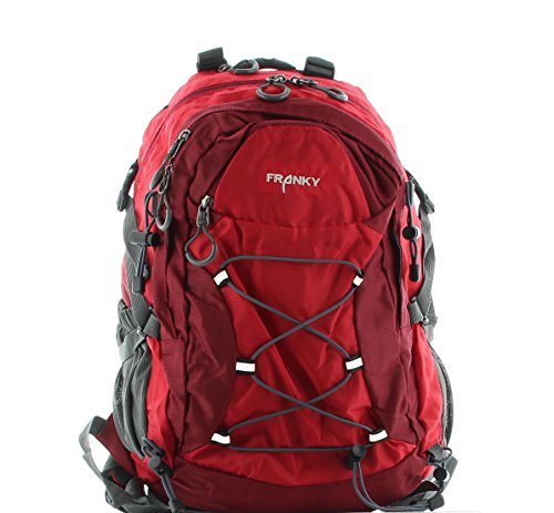 Franky Rucksack 14 Zoll Laptopfach RS10 – Hellrot Dunkelrot Grau