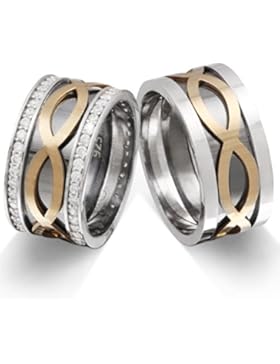Adomio -Trauringe Partnerringe Verlobungsringe mit Unendlichkeitszeichen rundum - Ringe im Set aus massivem 925...