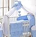 Luxury Baby Canopy/Mosquito Net 480 cm for Cot Bed + Holder/Rod (WHITE/BLUE PLAIN)