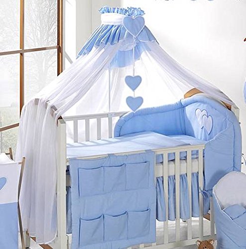 Luxury Baby Canopy/Mosquito Net 480 cm for Cot Bed + Holder/Rod (WHITE/BLUE PLAIN)