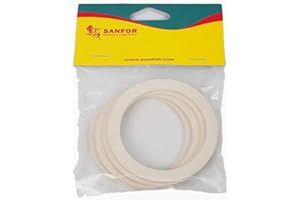 SANFOR Junta Goma Plana para Cafetera Italiana 12 Tazas Paquete 4 Unidades | Caucho | Blanco | 9,2 x 7,5 x 0,1 cm