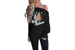 LACOZY Women's Off Shoulder Christmas Tops Casual Loose Batwing Sleeve Shirts Tunic Knit Oversized Pullover Sweater