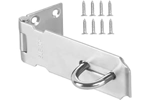 GOLRISEN Fermoir pour Cadenas en Acier Inoxydable Loquet de Porte 304 Moraillon Porte Cadenas de Sécurité Fermoir Porte-Cadenas Brossé Finition avec Vis pour Portes Armoire Tiroir Placard, Argent