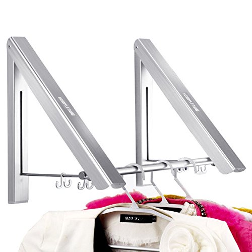 HomySnug Kleiderhaken Klappbar Wandhaken Aluminium Wand-Kleiderständer Mit Zwei Kleine Haken Super Platzsparende Garderobe, Ideal Für Flur, Waschkeller, Wohnzimmer, Büro (40 x 33 x 30cm) - 6