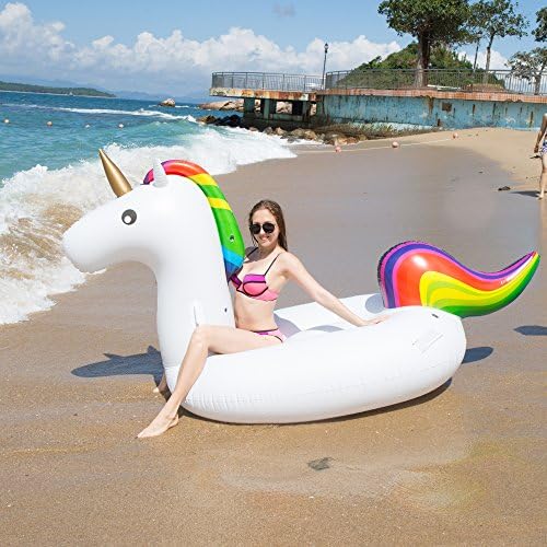 KKAAEE Giant Jumbo Inflatable Unicorn Pool Ring Float, Inflatable Float Toy with Rapid Valves