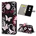 Produktbild Edauto Sony Xperia XZ3 Hülle Leder Case Schutzhülle Wallet Flipcase PU Handyhülle Handytasche Schale Geldbörse Karteneinschub Magnetverschluß Ständer Klapptasche Tasche Schwarze Blume