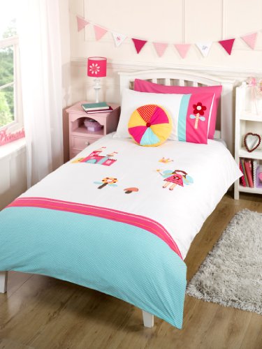 Children Kids Cotton Bedding Fairy Castle Single Bed Embellished Duvet Quilt Cover Bedding Set