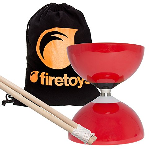 Red Carousel - Fast Bearing Diabolo Set, Hardwood Diablo Sticks, Pro String & Firetoys® Bag!