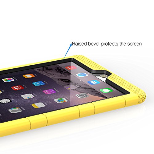 MoKo Hülle für Apple iPad Air 2 – Silikon + Schwarz hartem Polycarbonat Protector mit faltbarer Standplatz-Abdeckungs-Fall Kickstand Tasche Schutzhülle Case für Apple iPad Air 2/iPad 6 9.7 Inch Tablet, Gelb - 6