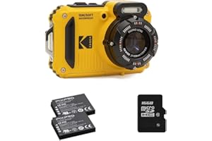 KODAK Pixpro Pack WPZ2 + 2 Batteries + 1 Carte SD - Appareil Photo Numérique Compact 16M Pixels, Etanche à 15m, Anti-Choc, Video 720p, Ecran LCD 2,7 - Batterie Li-ION - Jaune
