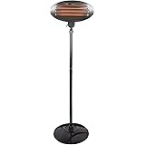 Netagon Black Electric 2000W Quartz Free Standing Floor and Wall Mountable Outdoor Garden Patio Heater | Overheat Protection,
