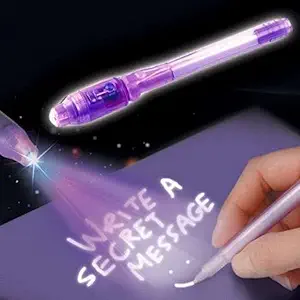 HILY - Invisible Ink Magic Pen with UV-Light,a secret information is hidden in it is a detective pen for smart kids best for return gifts [pack of 5] multicolor