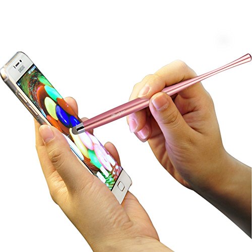 iBuger universal Stylus Eingabestift Touchstift mit 1 x Fiber Tip für Touchscreen Tablet Android Smartphone Samsung Iphone Apple Ipad -Rosa - 5