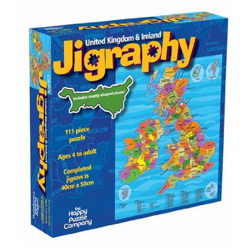 Jigraphy: United Kingdom & Ireland - Amazing UK Map Jigsaw Puzzle by The Happy Puzzle Company - 100 Pieces