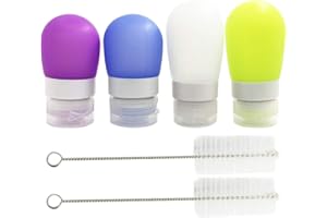 FineGood Contenitori di salse per insalata, confezione da 4 pezzi, 38 ml e 59 ml Contenitori portatili per salse con 2 spazzole per la pulizia