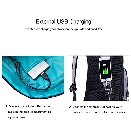 [Tagesrucksack] FREETOO Laptop Rucksack Campus Rucksack mit gepolstertem Laptopfach Rückenseite und Schultergurt  schickes Daypack passt jedes Outfit geeignet für Herren oder Jungen auf Alltag Campus Shopping und Reise anwenden - 5