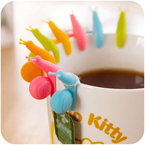 Snail Wineglass Label for Hanging Tea Bag Colorful Snails Clip Silicone Gifts Drinkware Gadgets-Color Random