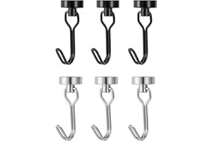 HDGSAFD Zestaw 6 magnetycznych haczyków, magnetyczne haczyki na płaszcze, obrotowe magnetyczne haczyki, magnetyczne haczyki na lodówkę, magnetyczne haczyki do zawieszania