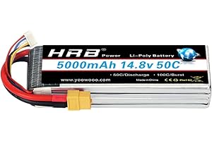 HRB POWER HRB RC Batterie Lipo 4S 50C 14,8V 5000mAh Prise XT90 pour Modélisme Drone Avion Hélicoptère Voiture Camion Truggy Bateau