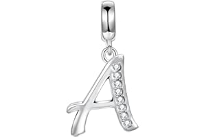LOVANS Bead Alphabet Charms with 925 Sterling Silver DIY Letter Initial A-Z Dangle Charm Beads fit European Bracelets Jewelry Gifts for Women Girls