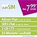 Produktbild winSIM LTE All 2 GB [SIM, Micro-SIM und Nano-SIM] 24 Monate Laufzeit (2 GB LTE-Internet mit max. 50 MBit/s + Datenautomatik, Telefonie-Flat, SMS-Flat, 7,99 Euro/Monat, O2-Netz)