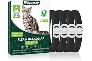 Woyamay Collare Antiparassitario Per Gatti, 4 Pezzi Collare Antipulci Gatto, Protezione di 32 Mesi per Gatti, Antipulci Gatto Regolabili e Impermeabili, Comodo e Leggero per Gatti di Tutte le Taglie