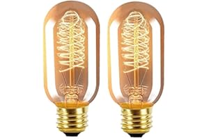 Aidencor Vintage Edison Light Bulb Dimmable 40W E27 Screw Decorative Retro Filament Light Bulb Squirrel Cage T45 Tube Incandescent Bulb, Pack of 2