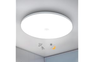 ‎COMBUH Combuh Led Deckenleuchte mit Bewegungsmelder Innen, 18W Kaltweiß 6500K Deckenlampe Flach mit Dämmerungssensor, IP56 Wasserdicht Beleuchtung für Flur Balkon Badezimmer Treppenhaus Keller, Rund 29.5CM