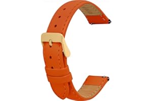 Toff London Ladies Leather Watch Strap, Quick Release with Gold Metal Buckle, Band Width 18mm