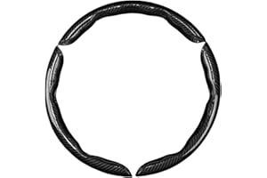 Happyit Cubierta del Volante del Coche de Fibra de Carbono de 2/3 PCS Cubierta del Impulsor de la Rueda de Cuero de Fibra de PVC Universal Antideslizante (Negro+3pc)
