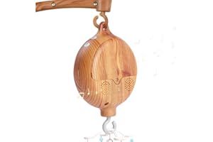 XUXLEKK Motore Mobile Per Culla, Carillon per Bambini Neonato, Carillon Mobile A Batteria Riproduce, con 35 Melodie, Lettino Neonato Musicale Appeso Campanello, Imitazione Legno
