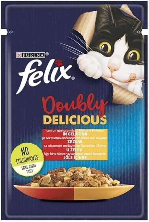Felix Çifte Lezzet Yaş Kedi Maması, Sığır & Tavuklu, 85 g