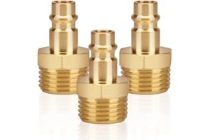 SUKUDON Couplage à air comprimé 3pc avec filetage extérieur 1/2 "filetage mâle en laiton 1/2 pouce bouchon de couplage douille de couplage connecteur de tuyau douille de soupape connecteur fileté
