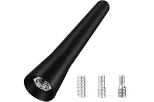 NewTH Universal Car Aerial AM/FM Car Antenna Replacement Car Radio Replacement Stubby Aerial Car Roof Antenna Mast Kit with Strong Receiving Function Screws M4 M5 M6 Black,6.5cm