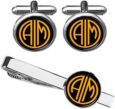 Cufflinks Initial Alphabet Monogrammed 2(two) Letter Shirt Men's Wedding Personalised Cuff links Groom Groomsman Tie Clip Tie Tack (Silver plated tie clip set)