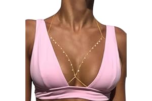 Sethain Boho Crystal Star Chest Chain Gold Rhinestone Tassel Bra Chains Layered Summer Beach Chains Bikini Body Chain for Women
