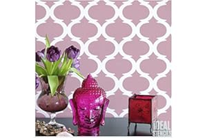 Ideal Stencils Stencil da parete a quadrifoglio marocchino, 42 x 60 cm, in plastica, riutilizzabile, per dipingere pareti, pavimenti, tessuti e mobili