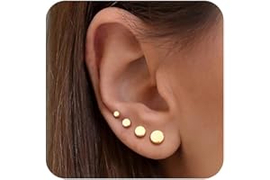 YADOCA 4 Paare G23 Titanium Ohrstecker Hypoallergen für Damen Herren Mädchen Silber/Gold/Schwarz Ohrstecker Runde Scheibe Ohrringe für Empfindliche Ohren 2/3/4/5mm