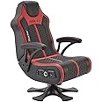 X-Rocker Evora Gaming Chair with Speakers, Console Gaming Seat with Bluetooth Wireless Speakers, Subwoofer and Vibration, Faux LeatherFolding Pedestal for Mobile, Switch, PS5, XBOX - BLACK