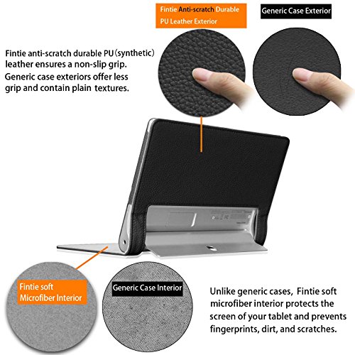Fintie Lenovo Yoga Tablet 2 (10,1 Zoll FHD IPS) Hülle Case Cover Tasche Etui – Folio Kunstleder Schutzhülle mit Auto Sleep / Wake (geeignet für Lenovo Yoga Tablet 2-10 25,7 cm Tablet (Android und Windows Version), Schwarz - 5