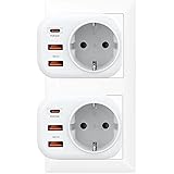 Stopcontact Splitter,Stekkerdoos met USB C,Wandstekkerdoos 3 Geaarde Stopcontacten,Stekkerdoosadapter 2 USB Oplader,EU Stekker Meervoudig Doorvoerstekker,3-voudige Schuko Frontstopcontacten, wit Stopcontact Splitter,Stekkerdoos met USB C,Wandstekkerdoos 3 Geaarde Stopcontacten,Stekkerdoosadapter 2 USB Oplader,EU Stekker Meervoudig Doorvoerstekker,3-voudige Schuko Frontstopcontacten, wit