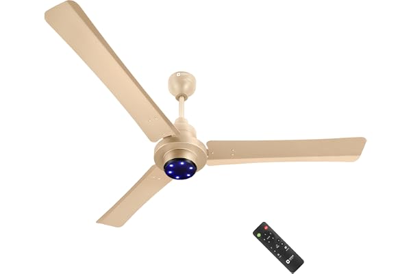 Orient Electric Uniquely Designed I Tome Pro 1200 mm BLDC Ceiling Fan with Remote LED Indicator Lights, 5 Star Rated Energy Efficient Fan High Air Delivery, 3 Years Warranty by Orient - Topaz Gold